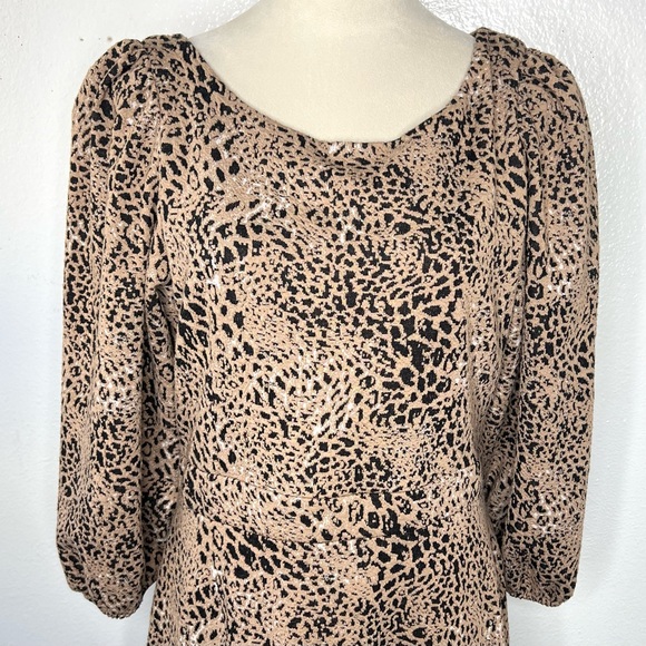 ANTHROPOLOGIE Maeve Cut Out Mini Animal Print Dress Brown Leopard Size 14 - Picture 5 of 12